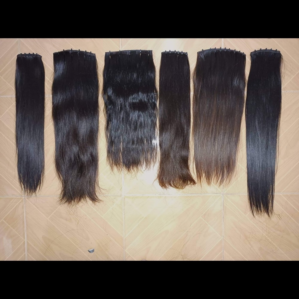 Raw virgin hair bundles on the weft